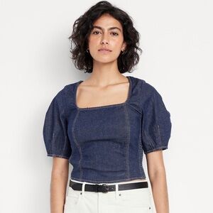 NWT Old Navy Square-Neck Denim Cropped Top